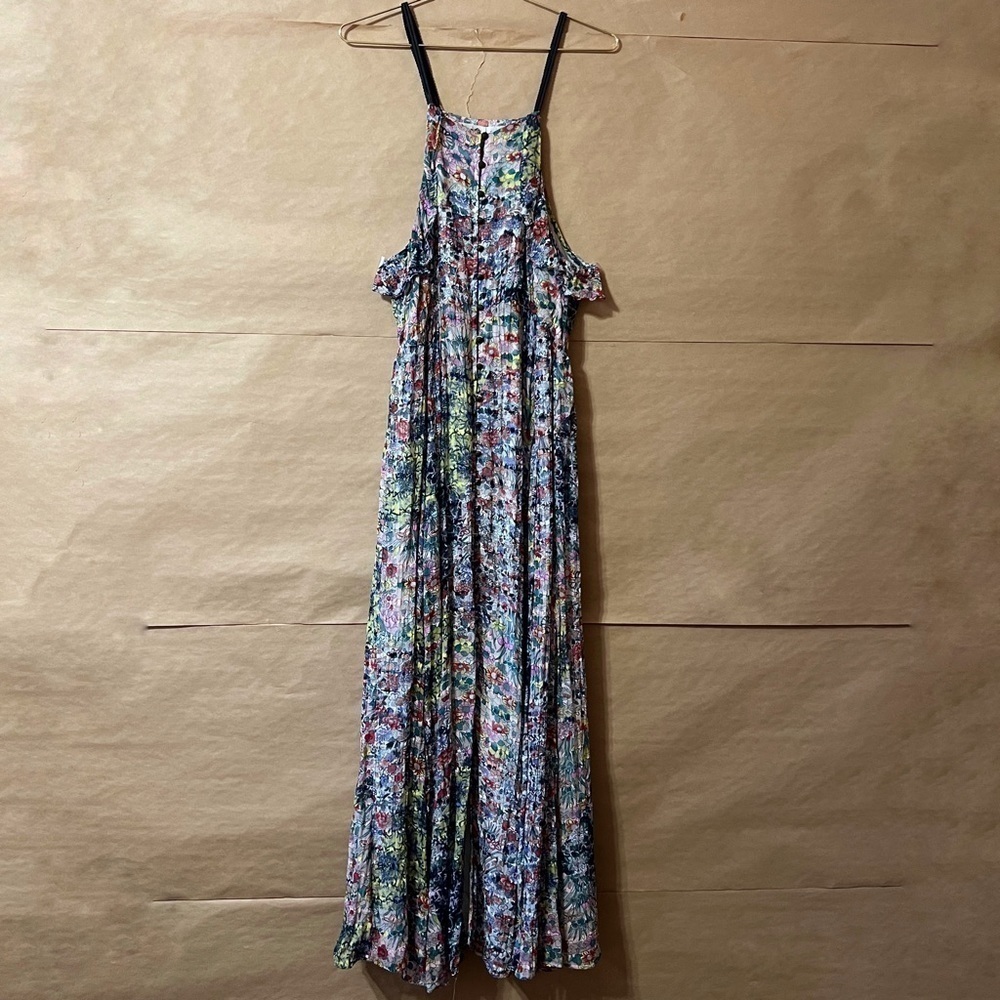 Anthropologie | Meadow Rue Allerton Maxi Dress Halter Button Front Ruffle Size S